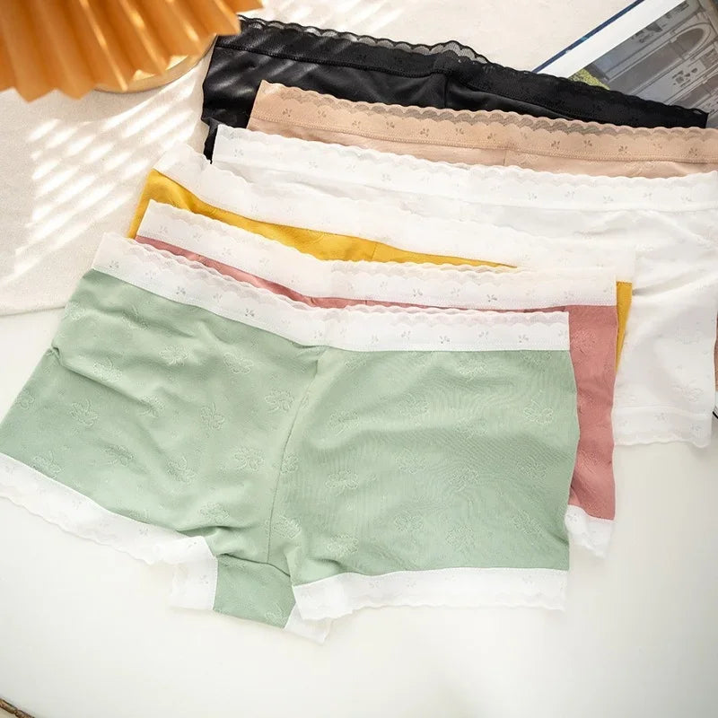CowLost | product_id-3pcs-women-low-waist-lace-ice-silk-boyshort-panties-m-xl |5