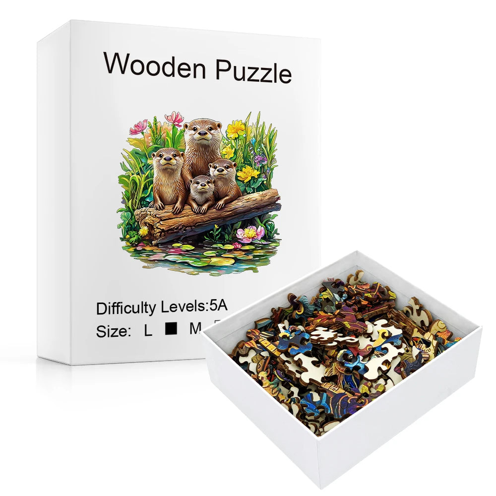 CowLost | product_id-wooden-otter-family-jigsaw-puzzle-with-animal-shaped-pieces-for-adults-and-kids |2