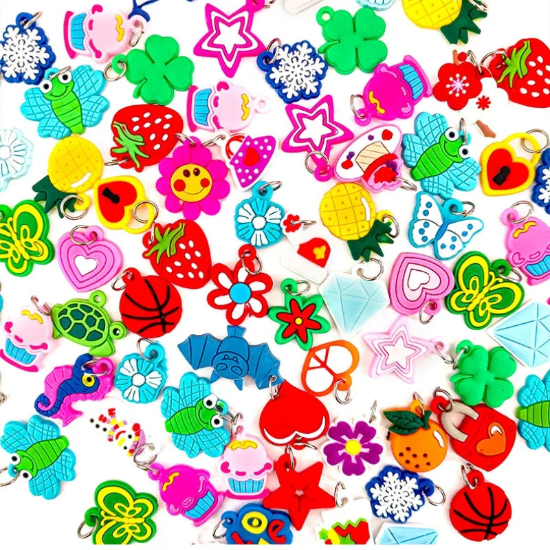 Soft Charms DIY Cartoon Animal Flower Bead Pendants for Rubber Loom Band Jewelry Making