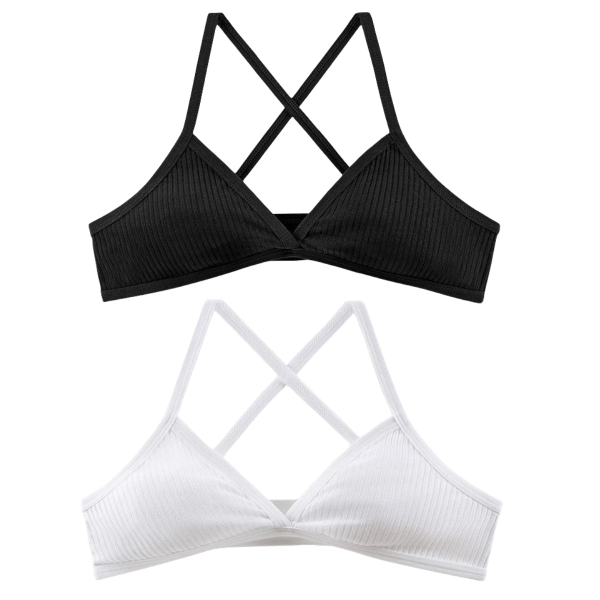 CowLost | product_id-2pcs-wireless-v-neck-1-3-cup-push-up-bras-for-women-breathable |25