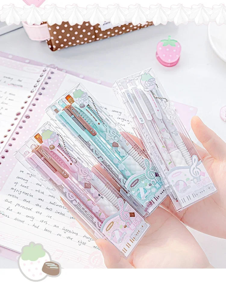 CowLost | product_id-2026-rosyposy-0-5mm-retractable-gel-pen-aesthetic-strawberry-music-notes-design-quick-dry-for-office-exam |17