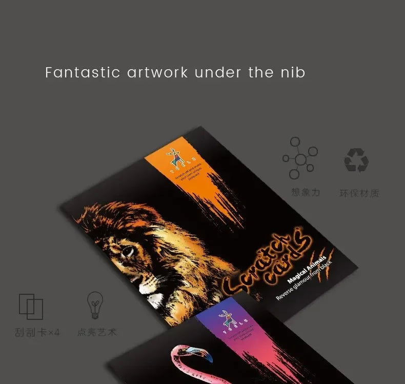CowLost | product_id-4-pcs-a4-diy-scratch-painting-set-with-cartoon-animals-night-view-designs |7