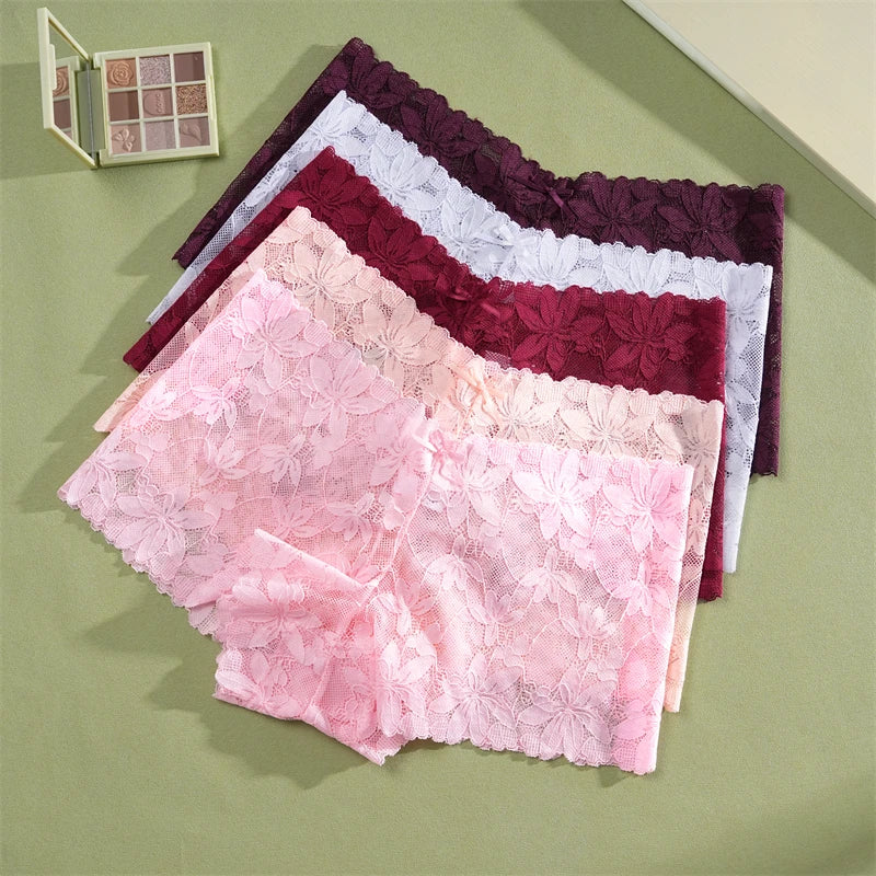 CowLost | activewear-pants-4pcs-womens-low-waist-lace-boyshorts-underwear |7