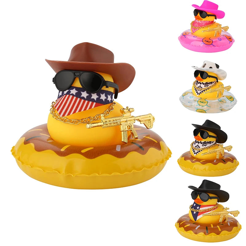 CowLost | product_id-rubber-duck-car-dashboard-ornament-with-cowboy-hat-necklace |1