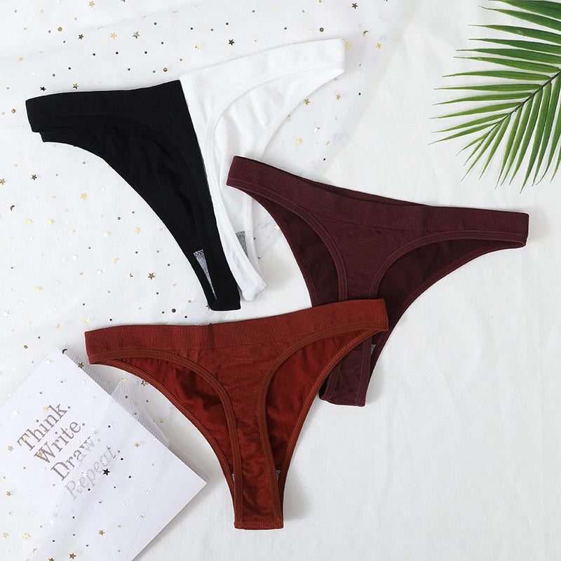 CowLost | product_id-3pcs-womens-brazilian-low-rise-ribbed-stretch-g-string-panties-m-xl-soft-comfort |6