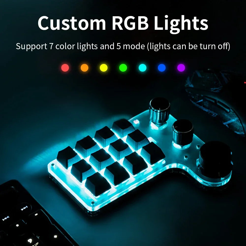 CowLost | product_id-bluetooth-mini-mechanical-macro-keyboard-12-keys-3-knobs-rgb-hot-swap-macropad |10