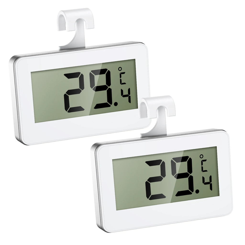 ORIA 2pcs Digital Waterproof Refrigerator Thermometer with Magnet and Hook, Max/Min Record