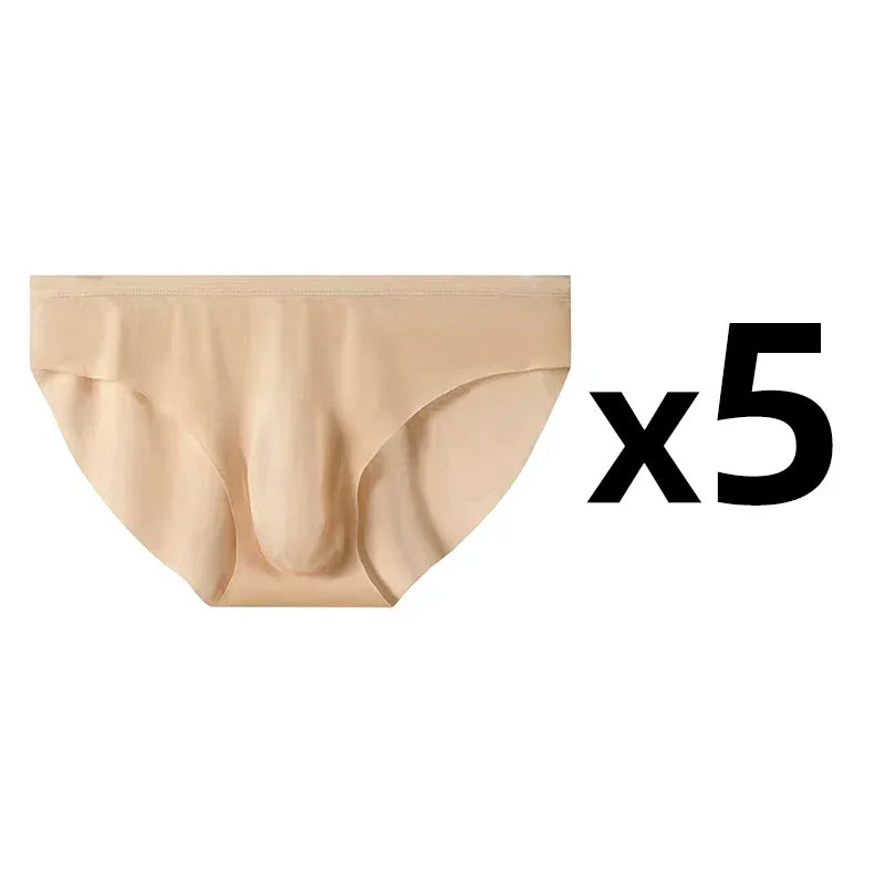 CowLost | 5-pairs-lot-mens-ice-silk-seamless-briefs-summer-transparent-quick-drying-underwear |15