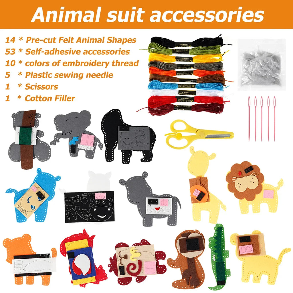 Kids DIY Animal Craft Kit Educational Sewing Felt Montessori Toys