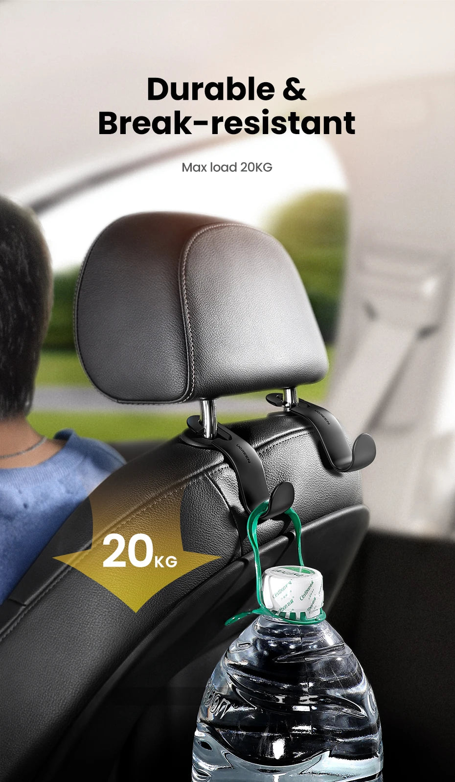 CowLost | ugreen-2pcs-car-holder-in-car-adjustable-backseat-headrest-hanger-hooks |9