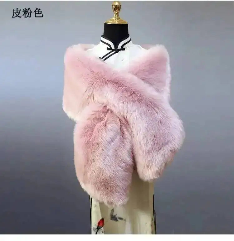 CowLost | 32-colors-165-30cm-women-luxury-warm-faux-fox-fur-shawl-winter-ladies-plush-scarf |24