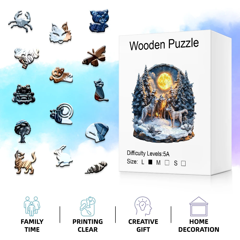 CowLost | 3d-wooden-puzzle-enchanted-wolf-forest-premium-craft-fun-a-gift-for-your-lover-home-decoration-craft-pendant |2