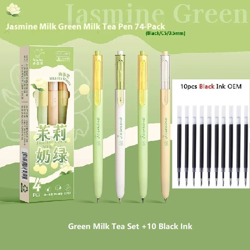 CowLost | product_id-4pcs-milk-tea-gel-pens-set-assorted-retractable-0-5mm-rollerball-for-fast-dry-note-taking-exams |34