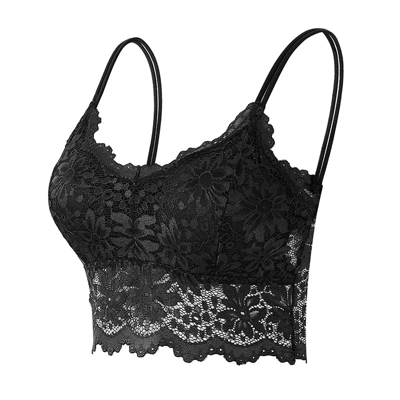 CowLost | 7-color-lace-sexy-crop-top-women-padded-camisole-bra-breathable |11