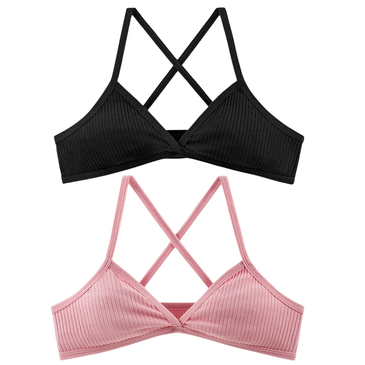 CowLost | product_id-2pcs-wireless-v-neck-1-3-cup-push-up-bras-for-women-breathable |21