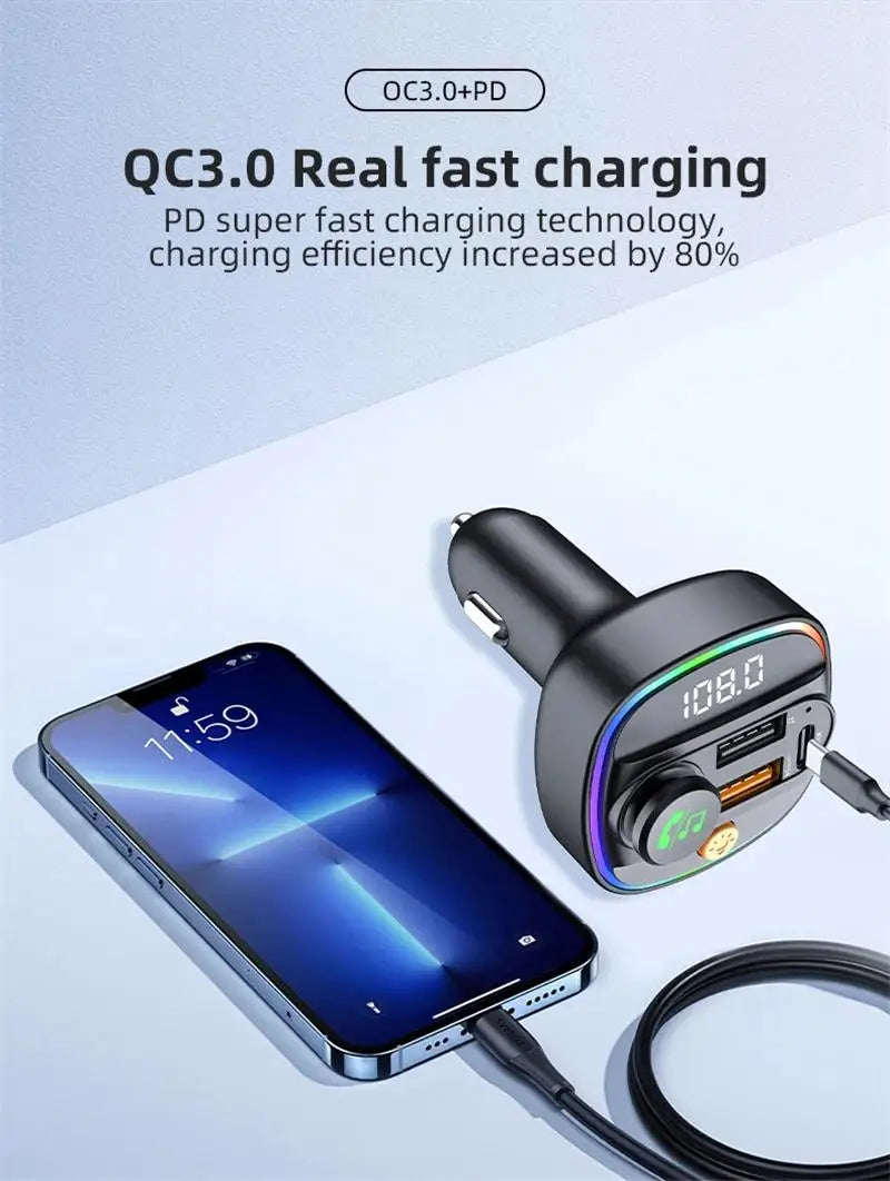 CowLost | product_id-pd30w-fast-charger-bluetooth-5-3-fm-transmitter-handsfree-car-aux-mp3-player-with-adapter |9