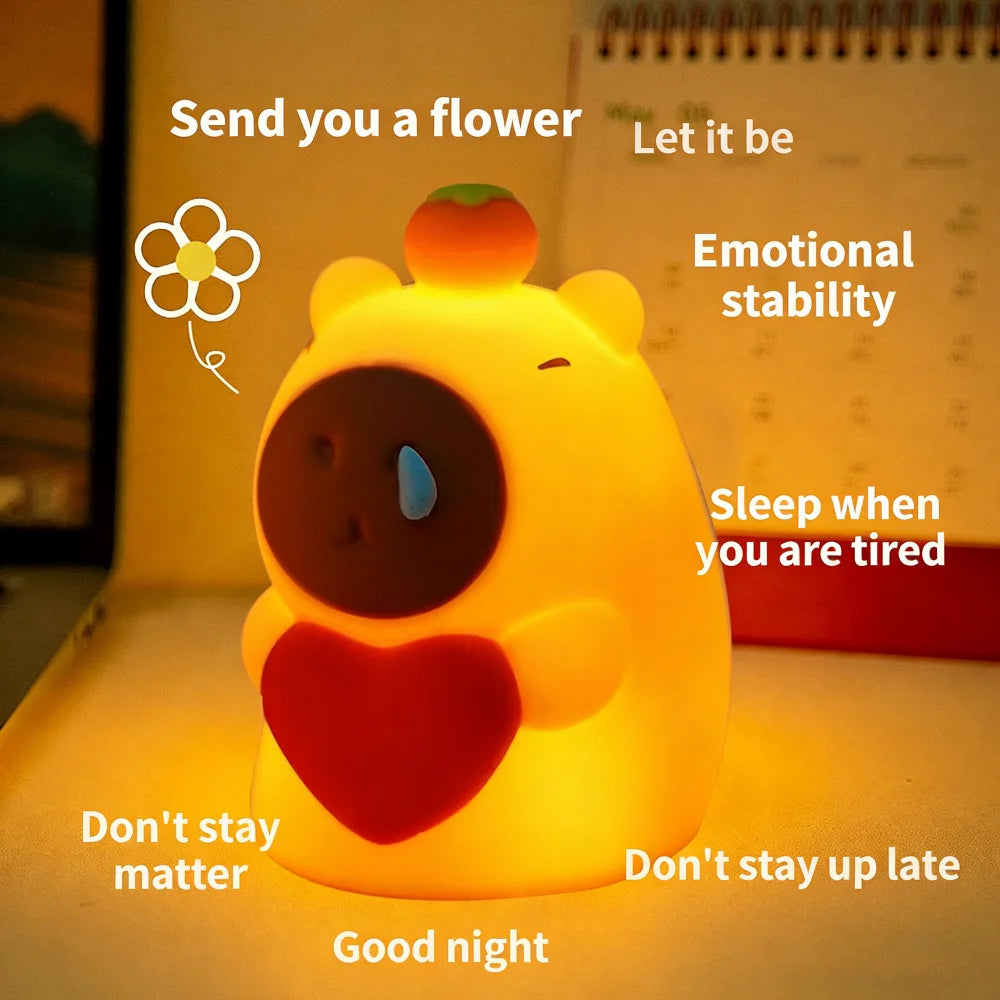 CowLost | cute-pear-night-light-7-color-dimmable-touch-controlled-night-light-silicone-stress-reducing-pat-duck-lamp-usb-rechargeable-1 |3