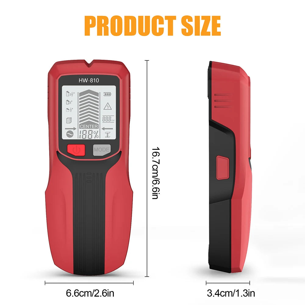 Handheld 6-in-1 Metal Detector Wall Stud Finder Digital Scanner with LCD Display