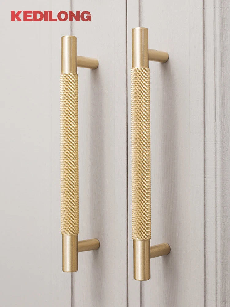 CowLost | kedlo-european-luxury-solid-brass-embossed-gold-500mm-long-handle-american-retro-antique-drawer-t-handle |10