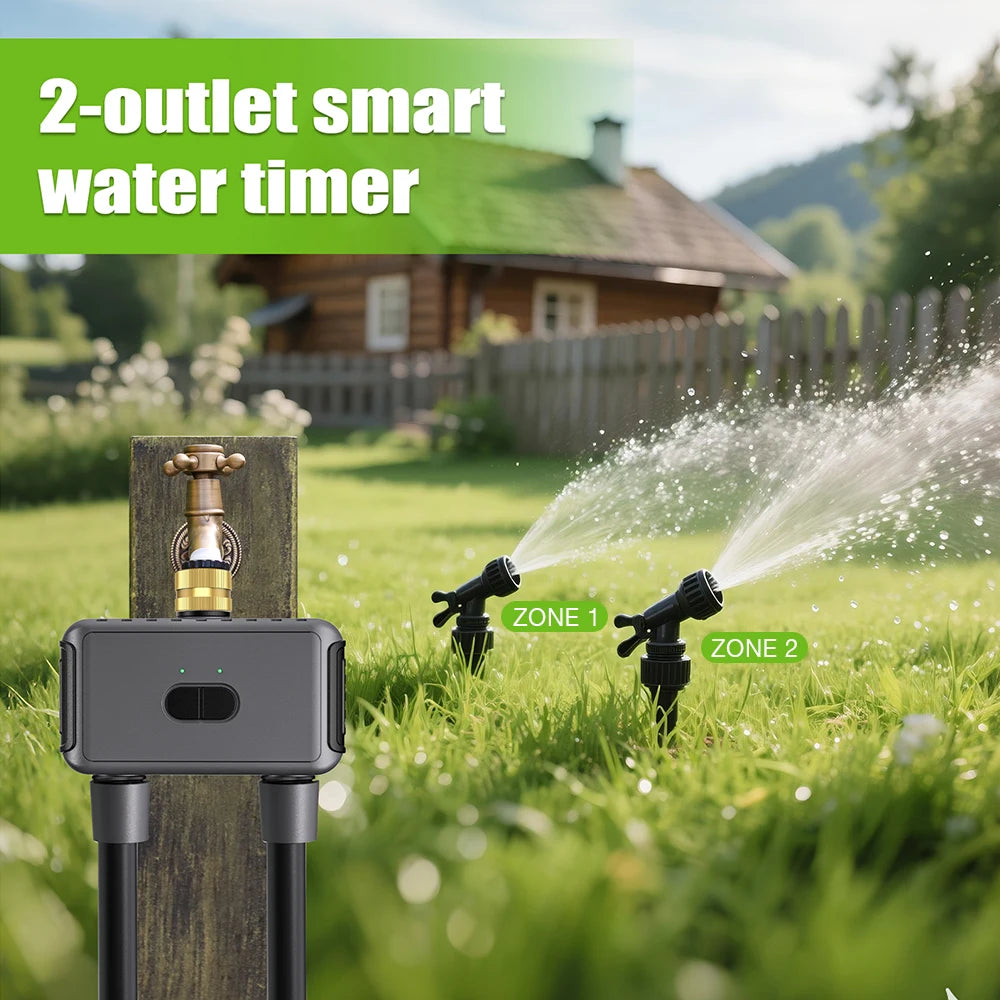 Bluetooth WiFi 2-Way Irrigation Water Timer 3/4" Brass Inlet Garden Watering Device