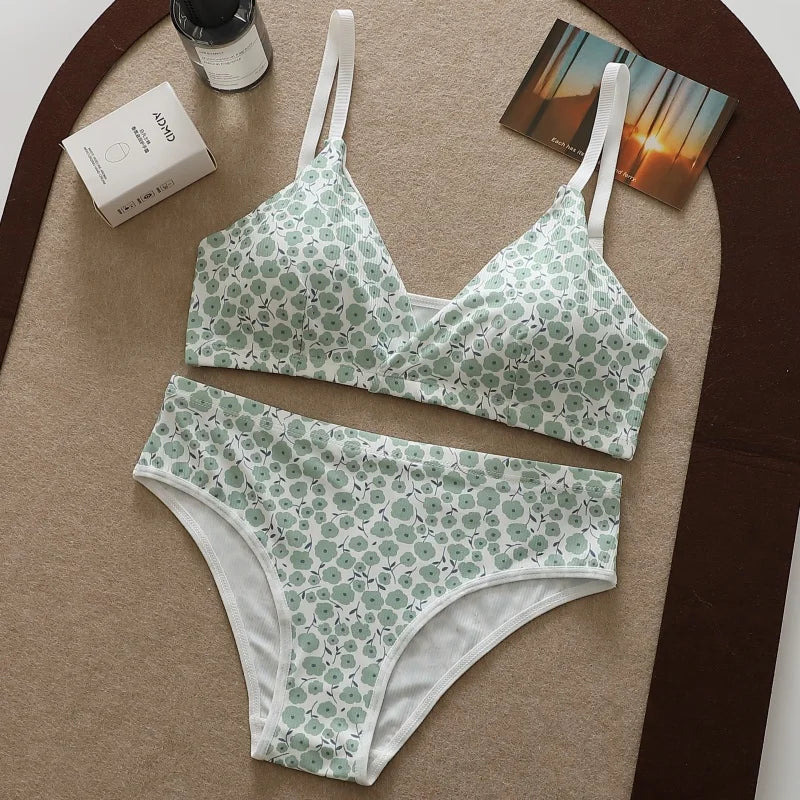 CowLost | product_id-women-floral-seamless-push-up-bra-low-waist-panties-set-sexy-v-neck-lingerie |9