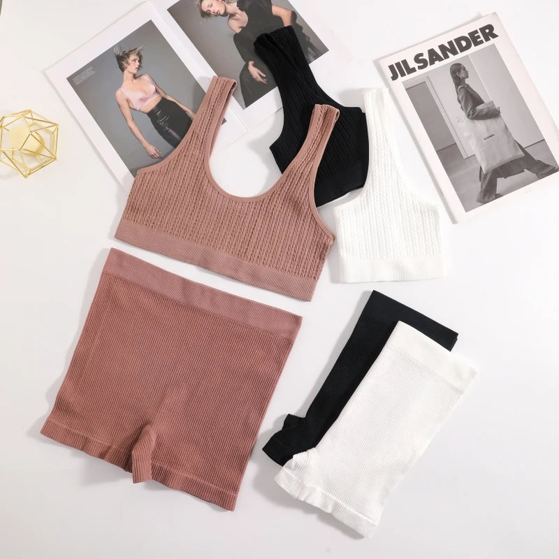 CowLost | product_id-women-seamless-wireless-ribbed-sports-bra-and-shorts-set |1
