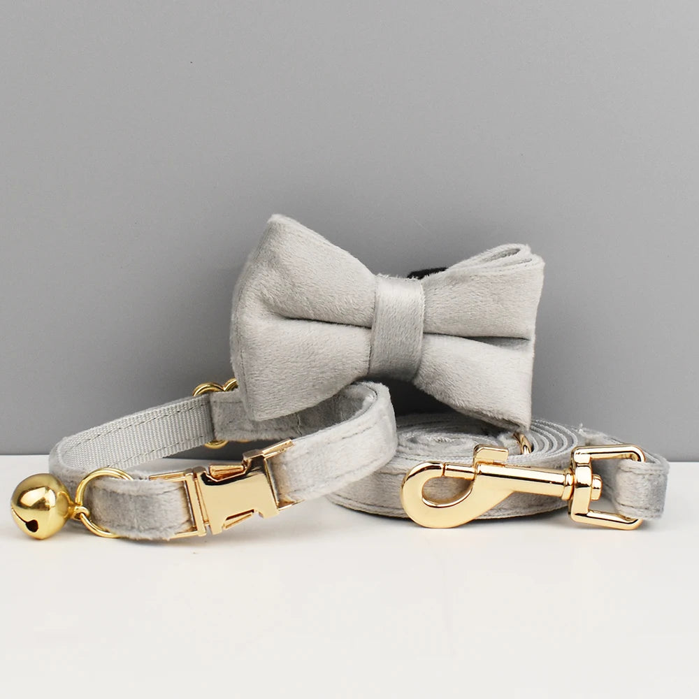 CowLost | cat-furniture-personalized-bowknot-cat-collar-harness-with-bell-and-id-tag |9