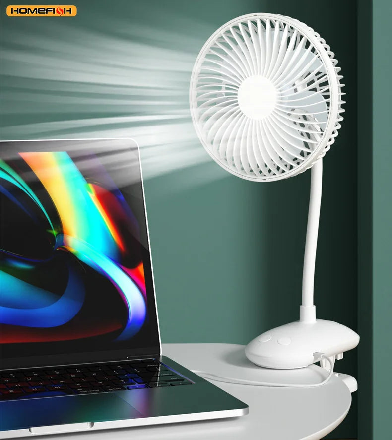 CowLost | product_id-homefish-3600mah-portable-clip-fan-4-gears-quiet-720-rotatable-battery-fan |17