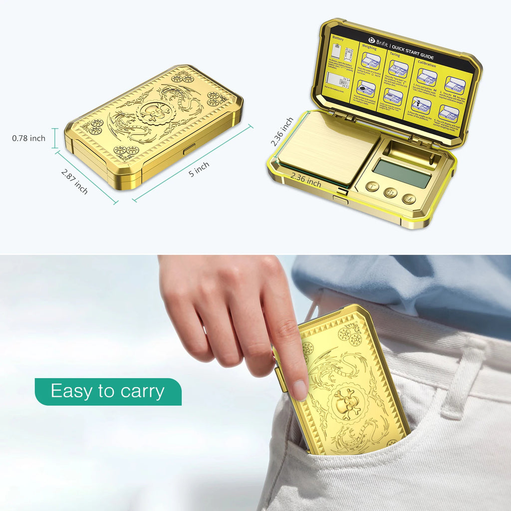 Amir Digital Mini Pocket Scale 200g x 0.01g with 50g Calibration Weight for Food, Tablets, Jewelry