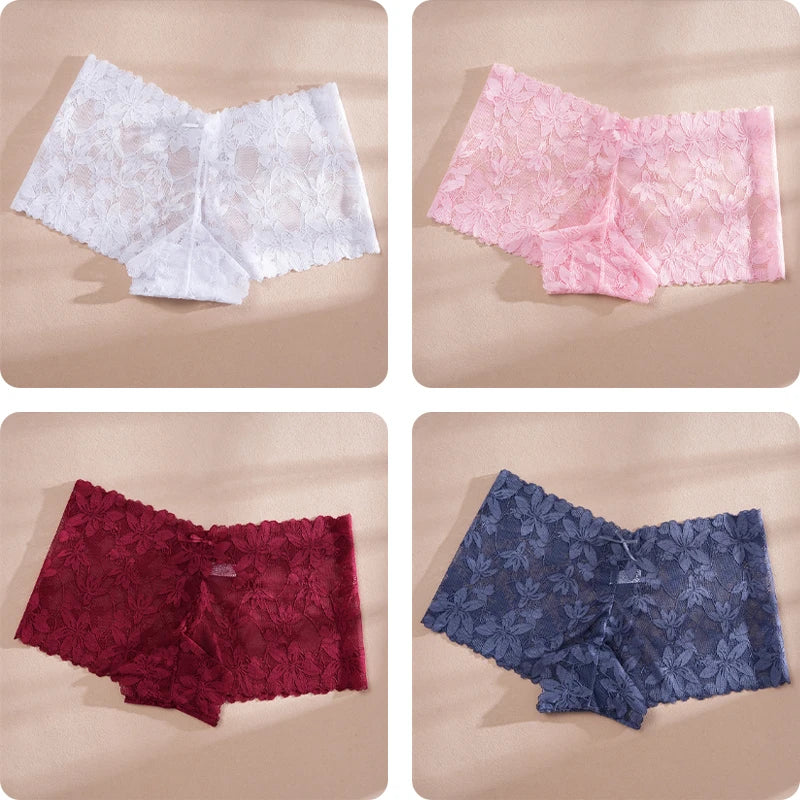 CowLost | activewear-pants-4pcs-womens-low-waist-lace-boyshorts-underwear |19