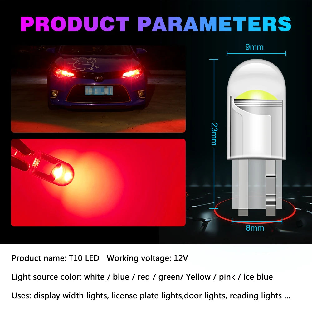 CowLost | product_id-10pcs-w5w-t10-led-car-license-plate-dome-reading-light-12v-24v |9