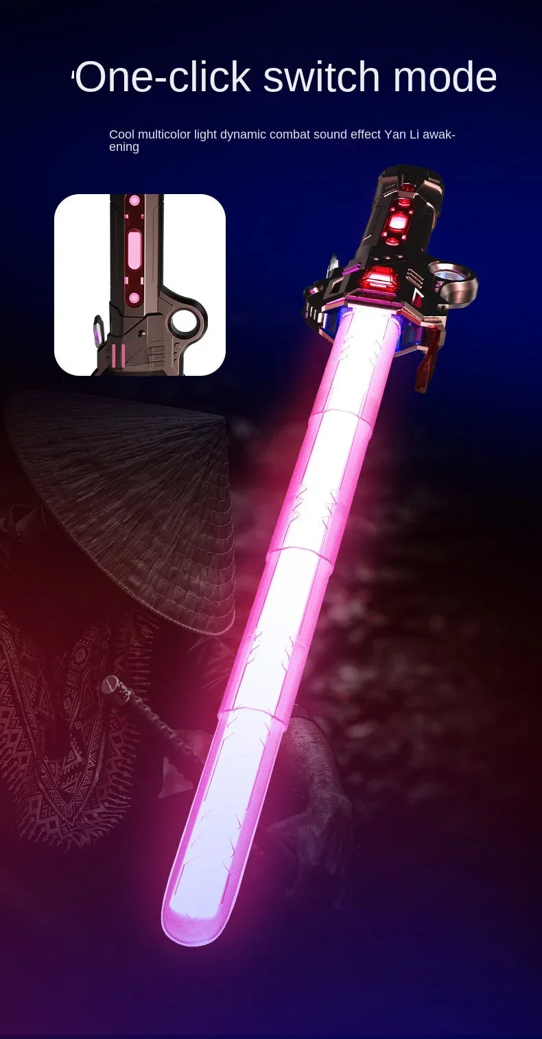 Children's Colorful Telescopic Glowing Music Laser Sword 2-in-1 Rotating Light Toy