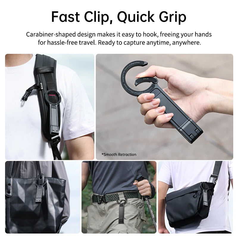 CowLost | ulanzi-ma30-carabiner-mounted-phone-tripod-for-iphone-15-14-13-12-pro-pro-max-dual-sided-magnet |5