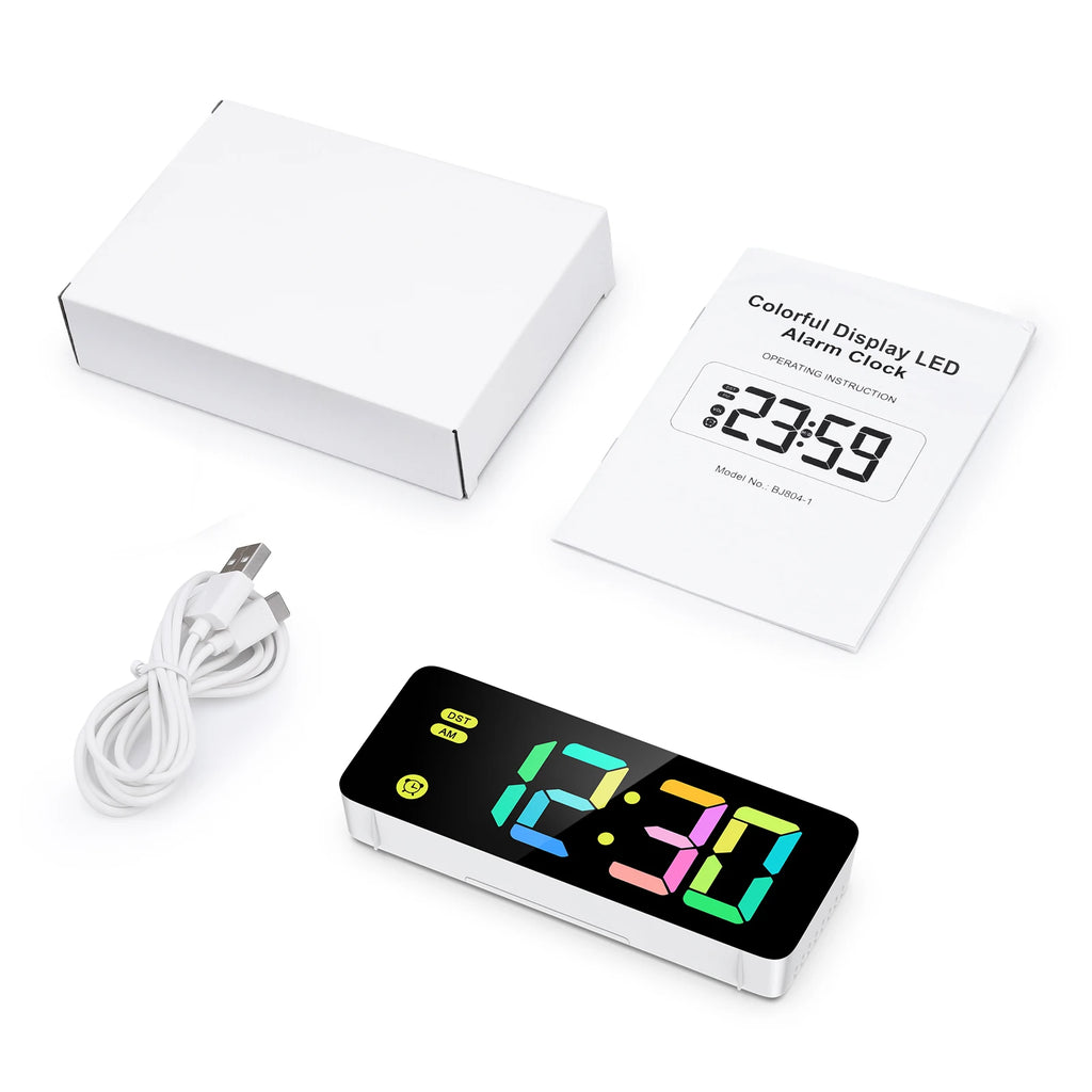 ORIA LED Digital RGB Alarm Clock with 12/24H Display for Bedroom Home Gift