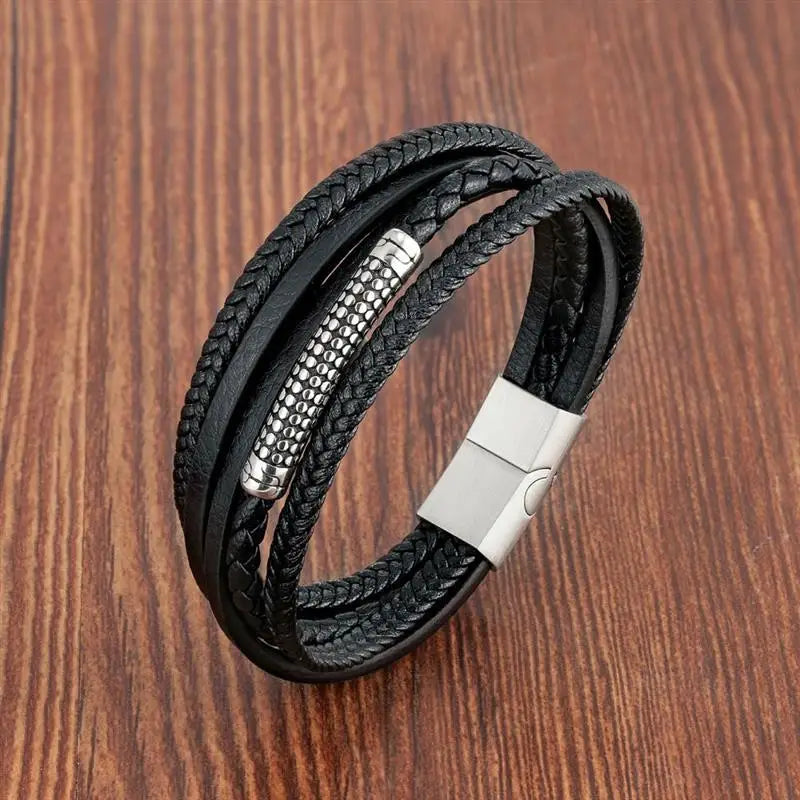 CowLost | multilayer-stainless-steel-insert-bracelet-viking-leather-bracelets-for-men |16