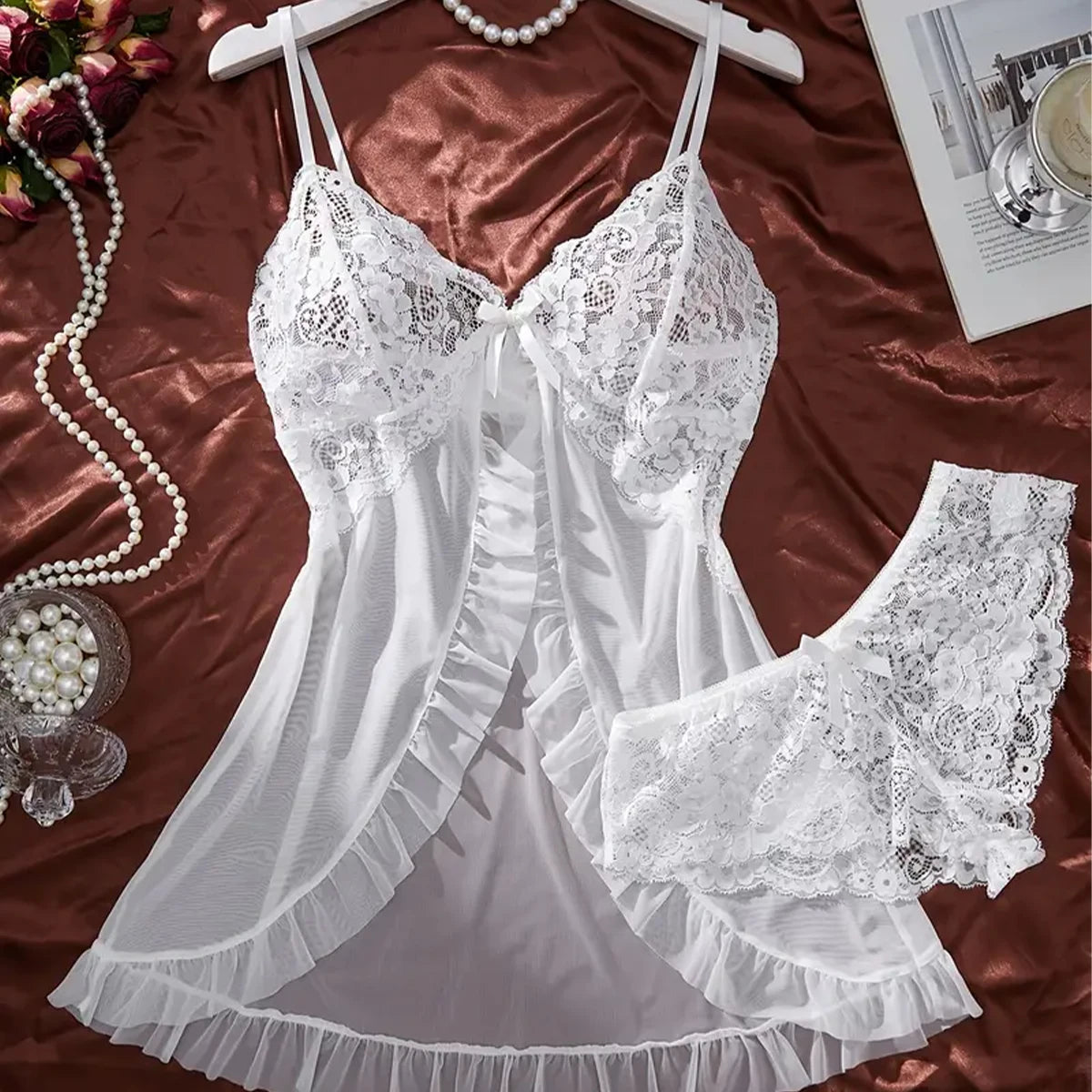 CowLost | transparent-white-sexy-lingerie-women-underwear-temptation-sleepwear-lace |1