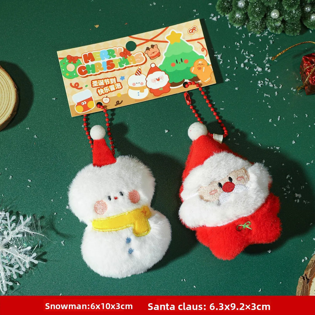 Cute Plush Santa Claus Christmas Tree Pendant Keychain Ornament Toy