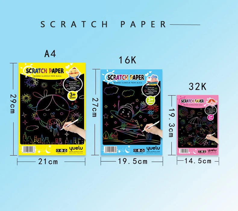 CowLost | product_id-10-pcs-colorful-diy-blank-scratch-painting-paper-set-a4-16k-32k |9