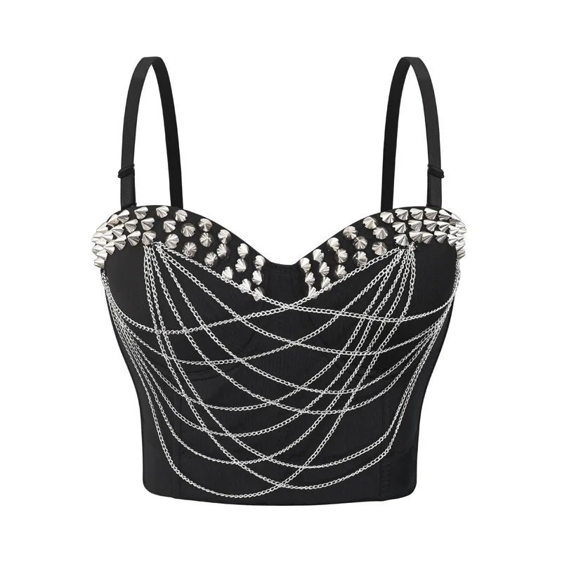 CowLost | activewear-pants-gold-rivets-chains-sexy-push-up-bra-bralette-crop-top-punk-gothic |17