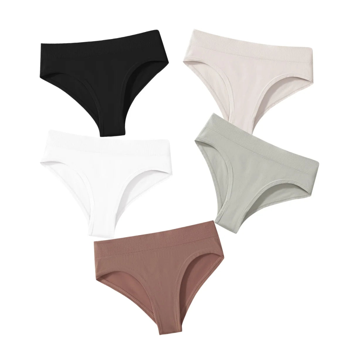 CowLost | product_id-5pcs-high-rise-seamless-womens-solid-color-briefs-s-xxxl |15