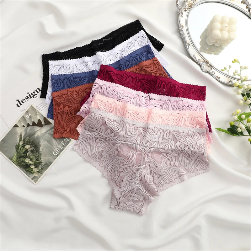 CowLost | activewear-pants-3pcs-lace-hollow-out-mid-waist-womens-briefs-set |9