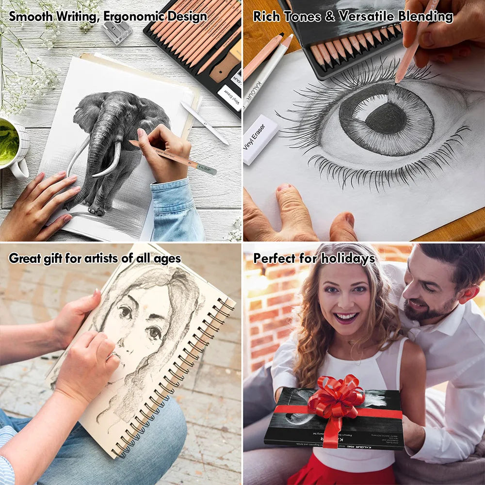 CowLost | product_id-kalour-108pcs-professional-sketching-pencil-set-with-charcoal-sticks-blending-tools-erasers |30