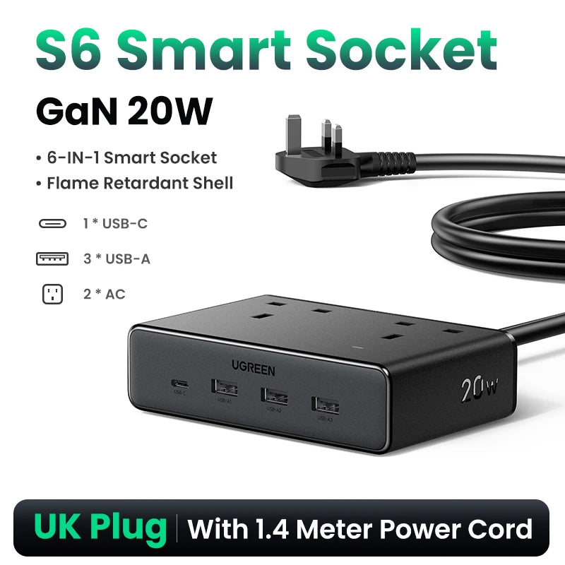 CowLost | ugreen-8-in-1-power-strip-us-plug-4-ac-outlets-3-usb-a-1-usb-c-2500w-fast-charger |7