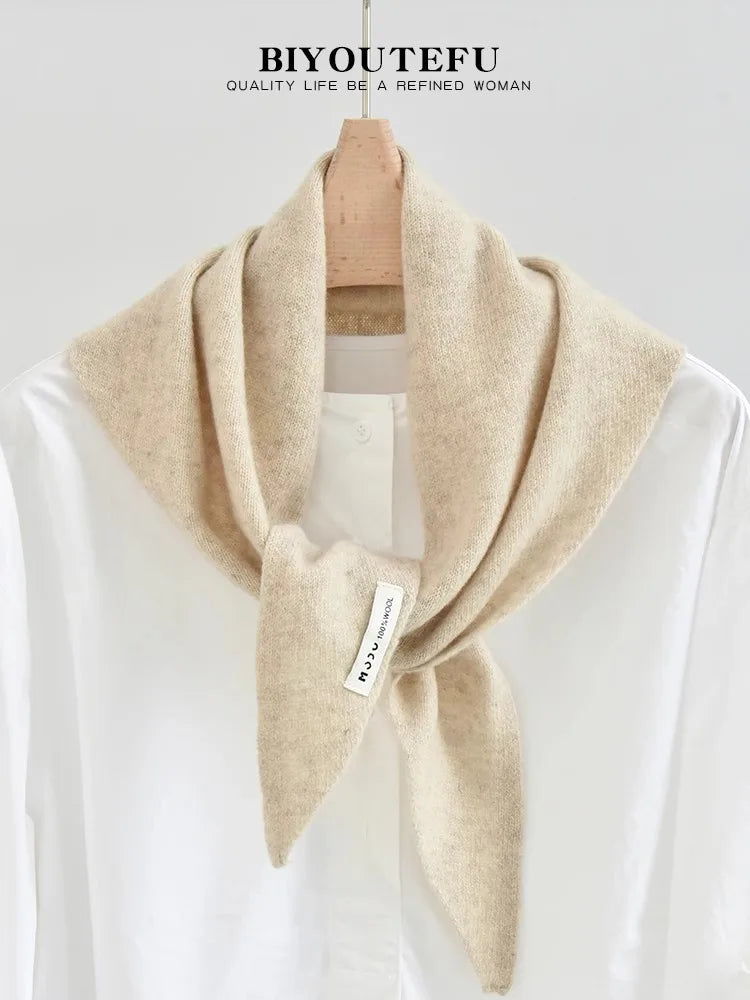 CowLost | australian-wool-knitted-triangle-scarf-shawl-womens-autumn-winter-warm-neck-protection-scarf |22