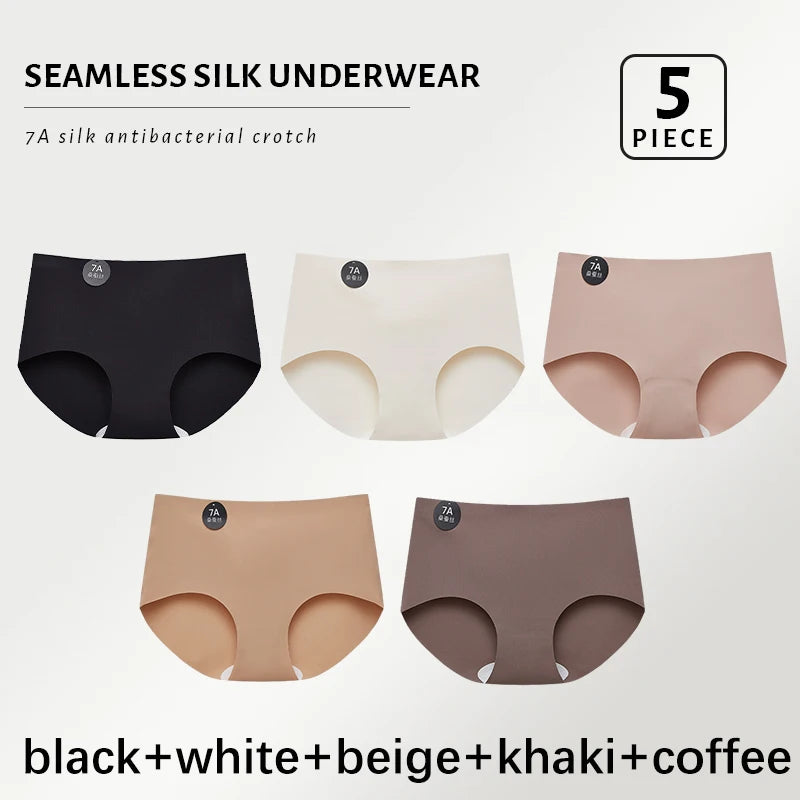 CowLost | product_id-5pcs-seamless-ultra-thin-high-elastic-mulberry-silk-womens-briefs |8
