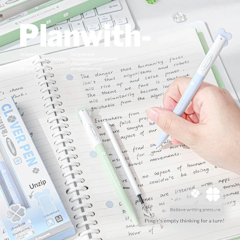 CowLost | product_id-planwith-lucky-clover-0-5mm-carbon-black-gel-pen-no-smudge-smooth-writing-rotary-twist |2