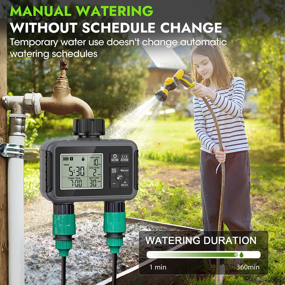 Automatic 1/2/3-Outlet Water Timer with Timing Control for Outdoor Sprinkler