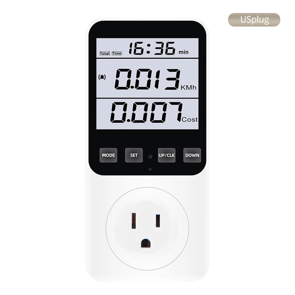 Digital Wattmeter AC Power Meter Socket Analyzer 220V EU Plug Energy Voltmeter Ammeter Electricity Cost Monitor