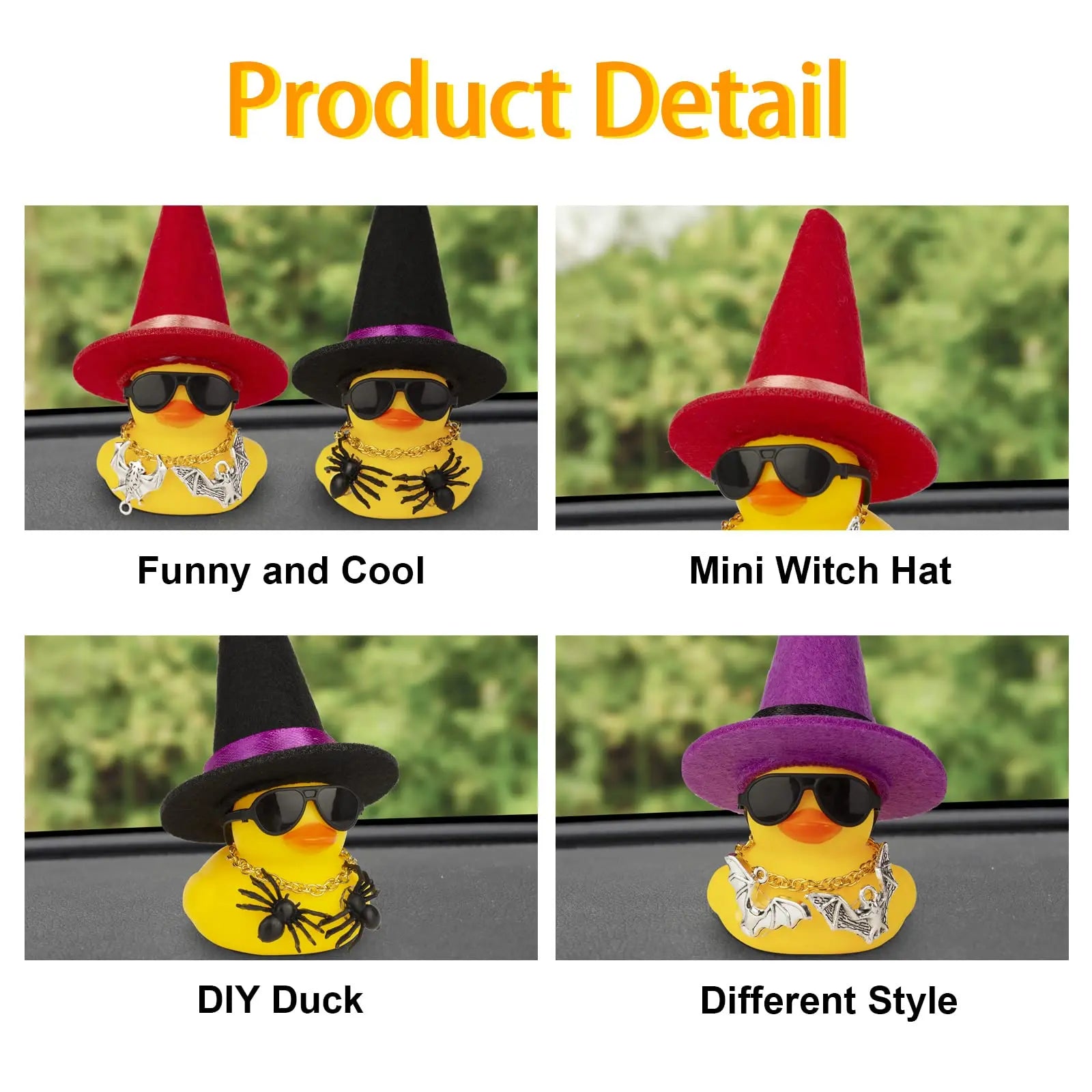 CowLost | product_id-halloween-car-rubber-duck-dashboard-ornament-with-witch-hat-and-sunglasses |3