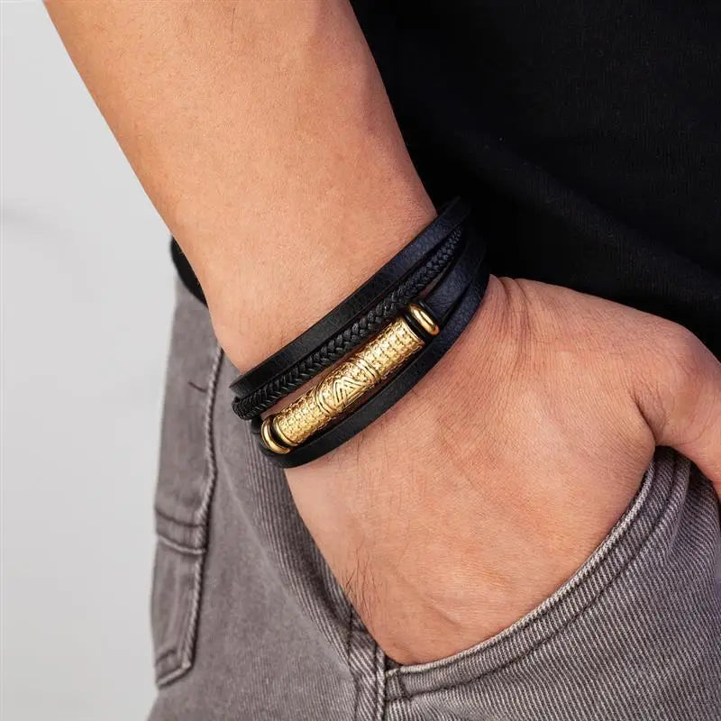 CowLost | multilayer-stainless-steel-insert-bracelet-viking-leather-bracelets-for-men |26